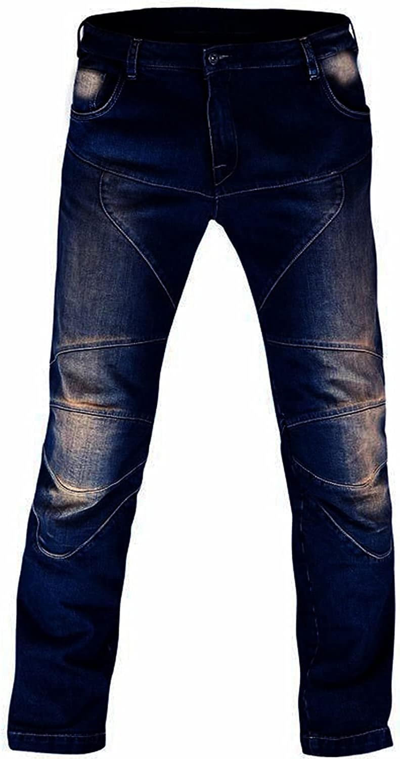 Juicy Trendz Men’s Motorcycle Jeans – Protective Denim Biker Trousers with Aramid Lining, Removable Knee & Hip Pads for Motorbike Riders