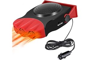 Leaflai Wahlauto Abtauen Defogger 12V Auto Ventilator, Tragbare Kühlluftventilator 150W mit Heiz-/Kühlfunktion Plug-in Zigarettenanzünder Luftkühlventilator für