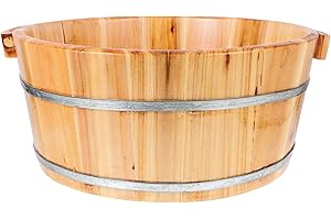 POPETPOP Cubo De Madera Para Baño De Pies - Bañera De 36 Cm Para Remojar - Cuenco De Pedicura - Spa Para Masaje - Barril Lavabo