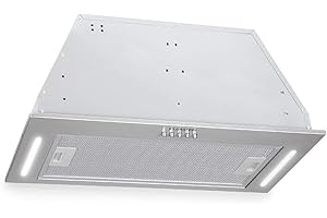 Klarstein Down Under Under, hotte aspirante, Encastré, 60cm, 590 m³/h d'air évacué, puissance moteur 190W en 3 niveaux, LED, acier inoxydable, 61 dB silencieux, kit de montage, Argent
