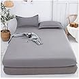 Queen Fitted Sheet Only Soft Polyester Microfibre Adults king Fitted Bottom Sheet Fits Up 0-20cm Deep Mattress Bed Sheets Fade Resistant (Color : Silver gray, Size : Queen)