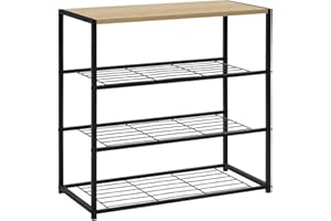 WOLTU Banc à Chaussures Étagère à Chaussures pour l’entrée e Couloir, Meuble de Rangement 3 Niveaux pour Environ 9 Paires de Chaussures, MDF et Métal