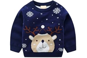 JIAMY Niños Niñas Jersey de Navidad Sudadera de Punto Suéter Invierno Pull-Over Manga Larga Ciervo 1-6 Años