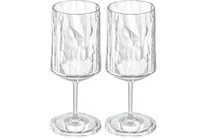 Koziol Superglas Club No. 4, set de 2 copas, 300 ml, copa de vino y aperitivo con pie, plástico transparente con efecto cristal, lujosa, irrompible, reutilizable, fiesta, camping