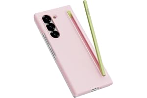AWINNER Étui de téléphone compatible avec Samsung Galaxy Z Fold 6 S Pen avec stylet compact intégré, support et fente de rangement pour stylo (rose)