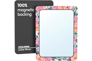 COXLORGB Magnetischer Spindspiegel für Mädchen und Schule, starker magnetischer Spiegel für Spind, magnetischer Spindspiegel mit buntem Design, stilvolles Schließfach-Zubehör, 1 Stück, 12,7 x 17,8 cm (H x H)