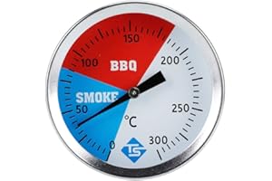 BUDING Räucherthermometer Edelstahl BBQ Thermometer Bis 300 ℃ Für Alle Grills, Smoker, Räucherofen Und Grillwagen, Analog, Grillzubehör