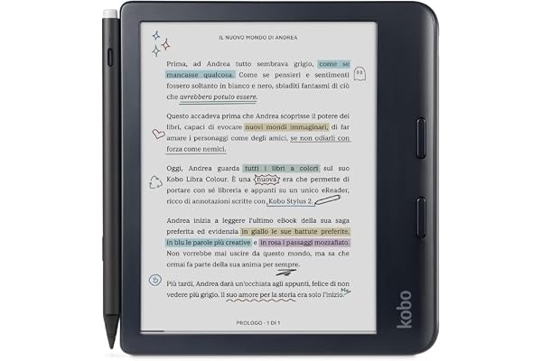 Kobo Libra Colour avec Kobo Stylus 2 | liseuse | écran couleur antireflet et encre Kaleido™ 3.7 | mode sombre | livres audio | étanche (noir)