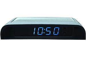 JIELE Reloj digital luminoso para el coche, tamaño pequeño, funciona con energía solar, 24 horas, con batería incorporada, accesorio electrónico