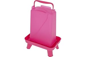 Kerbl Hobbyfarming Abbeveratoio in plastica con piedini, Alimentazione automatica dell'acqua, Supporto stabile, Resistente alle intemperie, Con maniglia per il trasporto, Piano trasparente, 5.5L, rosa
