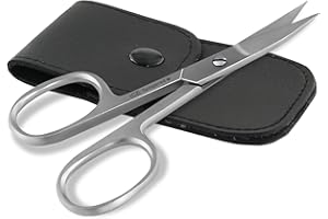 ‎INSTRUMENTENRW Linkshänder Nagelschere 9 cm gebogene Schnittfläche aus rostfreiem Edelstahl mit Etui - PROFI Nagelschere mit extra Scharfen Schneiden