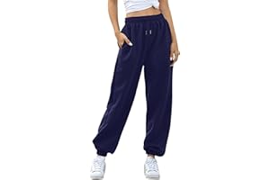 Jhsnjnr Jogginghose Damen Lang Bequeme Sweathose High Waist Trainingshose mit Taschen Freizeit Baggy Sweatpants Sporthose