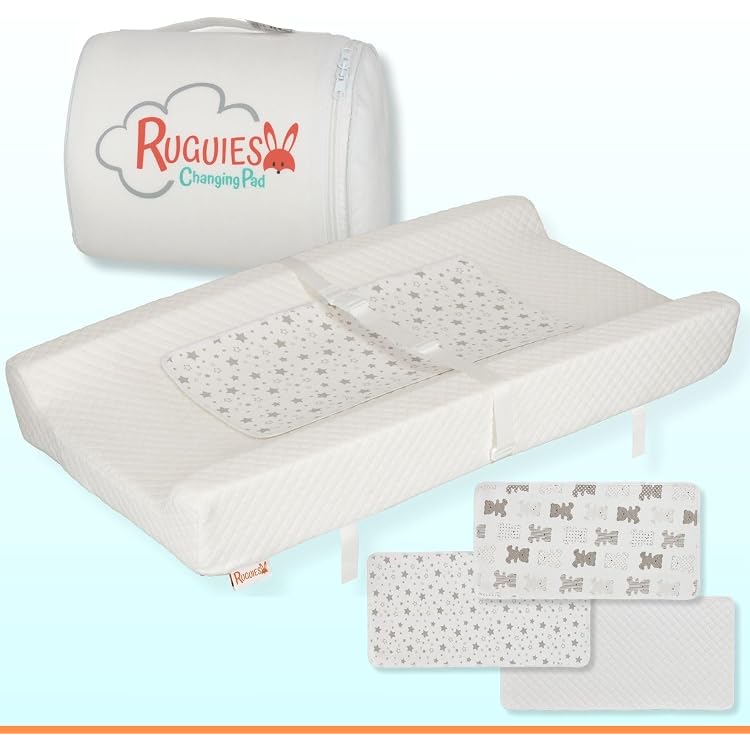 Housse De Matelas à Langer Lavable - 70x45 Cm - Coton 100% - Sangles Réglables - Mushie