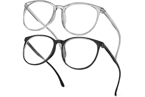 Aomig Okulary blokujące niebieskie światło, 2 szt., okrągłe oprawki, bez stopni, do gier, dla kobiet i mężczyzn, lekkie, do czytania, antyodblaskowe, na zmęczenie oczu, przezroczyste, różowe, białe