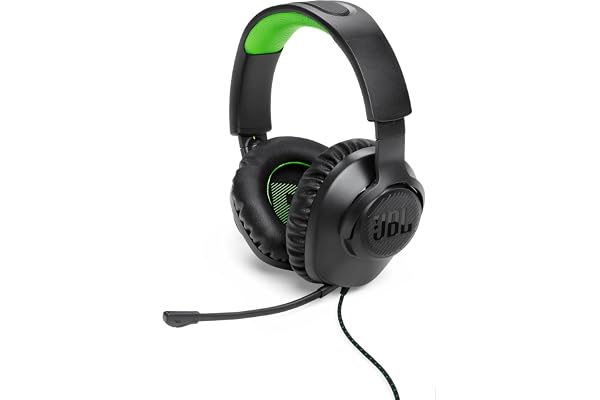 JBL Quantum 100X Auriculares para gaming con diadema, con micrófono de brazo desmontable, apropiados para Playstation y compatibles con otras consolas, en negro y verde