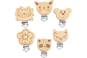 ARTLATU 6 Stück Holzklammern Schnuller Tierherz，Schnuller Clip, Baby Schnullerclips, Holz Schnullerketten Clips，Nuckelclip Dummy Nippel Halter für Schmerzlinderung Spielzeug Zubehör zu machen