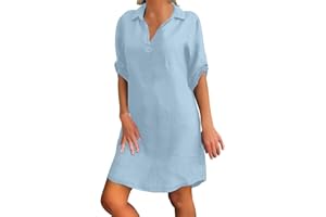 NNGOTD Femme Robe de Cocktail Col V Robe Tunique Chic Et Elegant Fête Cocktail Mini Shirt Robe sans Manches Imprimé Floral Bohème Grande Taille Pas Cher Mini Jupe De Plage Robe Noire Femme