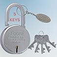 Foora Aligarh Lock for Door, Gate, Shutter with 5 Keys - Round 65mm Padlock, Double Locking Mechanism, 8 Lever, Silver Finish