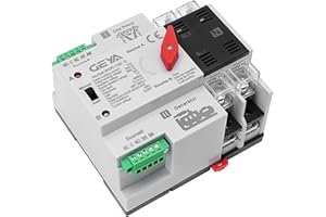 GAEYAELE Mini ATS Automatic Transfer Switch Dual Power Switch ATS 2Pole 63A Din Rail Type (2P-63A-AC220V)