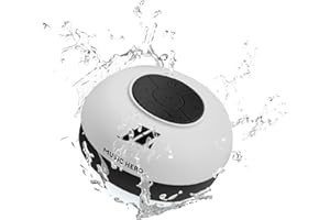 Music Hero Speaker 3W con ventosa, tasti per musica e chiamate, microfono integrato e vivavoce, protetto dall'acqua per utilizzo in doccia, bagno, piscina e cucina, colore bianco