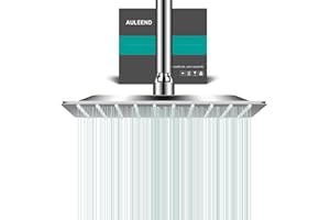 AULEEND Square Rain Shower Head, High Flow Stainless Steel,Work with Any Decorative Style，All Metal Rainfall Shower Head (Chrome, 10)