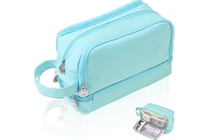 SLTAXAR Trousse Scolaire avec Compartiments en Toile Trousse Scolaire Noire 22 * 10cm Trousse à Crayon avec Compartiments Trousse Scolaire avec Poignée Trousse École pour Bureau École Voyage