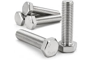 Nasxkji 8 stycken M10 x 80 mm sexkantsskruvar rostfritt stål A2 V2A DIN 933 utvändigt sexkantuttag helgängade maskinskruvar för metall trä plast möbler hushåll reparation