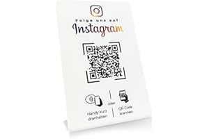NEXIT Aufsteller/Schild für Instagram mit QR-Code und NFC (16,5 x 10,5cm) - weiß