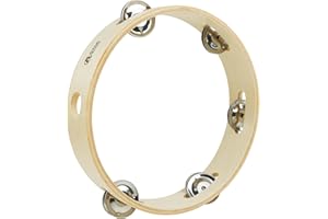 A-Star 8 inch/20cm Handheld Wooden Headless Tambourine, Traditional Single Jingle Bell Row