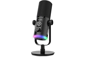FDUCE Kit de micrófono para juegos USB/XLR, micrófono dinámico de PC para transmisión de podcasting, kit de micrófono RGB para computadora con soporte de escritorio, botón de silencio y conector para