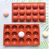 Siliko World 15'li Yarım K&uuml;re Muffin, &Ccedil;ikolata, Kek Kalıbı, Silikon 5Cm, Kırmızı