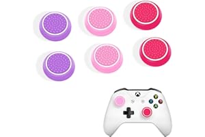 DLseego Thumbstick Grip Caps for Xbox PS4 PS5 Controller,6PCS Silicone Thumb Stick Grip Cover Dots Studded Design Joystick Controller,Pink+Purple