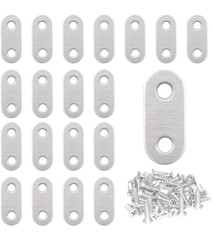 Set 20 Ganci Angolari In Metallo Nero 40mm - Con Viti, Per Riparazione Mobili In Legno, Rinforzo Spigoli