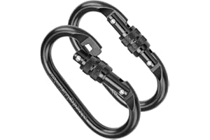 LWLWA 2 Stück Karabinerhaken Groß, Legierter Stahl Schraubkarabiner, Tragbar Kletter Karabiner, Karabiner 25 kn(2500kg), Verchromte Oberfläche Verwendet für Hängematten, Camping, Bergsteigen