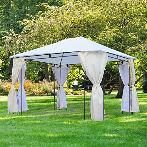 Outsunny® Pavillon Gartenpavillon Partyzelt Gartenzelt Festzelt mit Seitenteilen, Metall+Polyester+Moskitonetz, 3x4m - 2