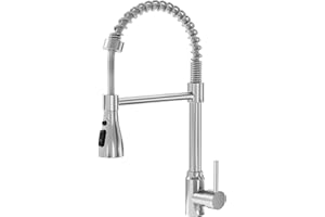 LVAOUO Kitchen Tap Stainless Steel, 360-Degree Swivel Spout with Cold & Hot Water Double Tubes, UK Standard Fittings