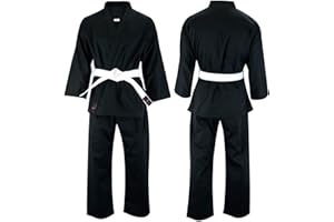 VADER SPORTS EST.2001 WITH YOU ALL THE WAY Vader Karate-Anzug für Kinder, Erwachsene, aus Polyester-Baumwoll-Mischgewebe, leicht, für Karate-Uniform, Club, Training, Wettkampf, Kamino, Karategi mit weißem Gürtel, Schwarz