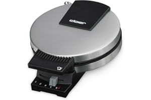 Cloer 289ESR Piastra per Coni, 800 W, diametro piastra di cottura 15 cm, doppio rivestimento di resistenza allo zucchero, piastre di cottura pesanti, acciaio inossidabile