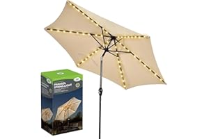 Garden Mile LED Solar Powered Parasol Lights - Waterproof Multi Function Garden Umbrella Warm White LED Solar Fairy Lights for Outdoor Patio Umbrellas Camping Tents