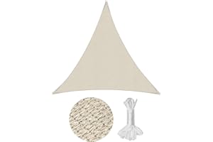 Sekey Sonnensegel 5x5x5m, Sonnenschutz, Dreieckig HDPE-Kunststoff, Winddicht Wasserdurchlässig UV-beständig Atmungsaktiv Reißfest, für Balkon Garten, mit Ösen und Befestigungsseile, Taupe