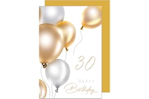 Edition Seidel Kartka z życzeniami premium z okazji 30. urodzin z kopertą. Kartka urodzinowa kartka z życzeniami billet balony kartka Happy Birthday mężczyzna kobieta złota (GZ349-30 SW023)