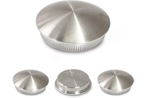 PRIOSTAHL Embouts en acier inoxydable V2A, bouchon pour tube de balustrade - 33,7 mm - bombé - Matériau plein - Diamètre 33,7 mm
