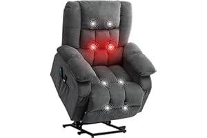 Bosmiller Elektrische Aufstehhilfe Relaxsessel Aufstehsessel Verstellbar Fernsehsessel Heizung Sessel mit Aufstehhilfe TV Sessel mit Massage Wärmefunktion Liegesessel, Grau