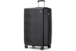 Supercase Valise Rigide Grande Taille 74cm, Valise Soute 4 roulettes avec Serrure TSA,Valise de Voyage Résistante et Pratique(Noir)