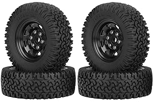KEEDA 1,55 Zoll RC Reifen und Legierung Beadlock Räder Felgen für 1:10 RC Crawler Auto Tamiya CC01 CC02 LC70 MST JIMNY AX90069 D90 (A Schwarz)