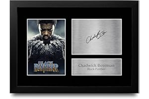 HWC Trading FR A4 Chadwick Boseman Black Panther Gifts Printed Signed Autograph Picture for Movie Memorabilia Fans - A4 Framed