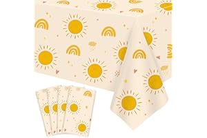 DVAORC Confezione da 4 tovaglie per feste di compleanno in stile stravagante, hippie, con motivo arcobaleno, trendy, retrò, anni '60 e '70, decorazioni per feste di compleanno a tema, 130 x 213 cm