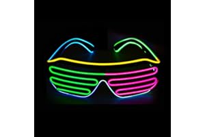 Gcidto EL Multicolor Glow Glasses - Versatile Light-Up Eyewear for Halloween/EDM Parties/Cosplay & Night Events. (Mutilcolor-3)