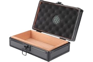‎HEEPDD HEEPDD Zigarrenbox aus Aluminium, 20 x 13,2 x 6,1 cm, Tragbare Mini-Reisebox mit Luftbefeuchter