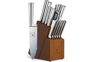 imarku messerblock mit messer，15-TLG japanischer Edelstahl Messerset mit Block, Profi Küchenmesser Mit Schärfer，einteiliges messer für einfache Reinigung，Knife Set，Scharfen Klingen—vatertagsgeschenk